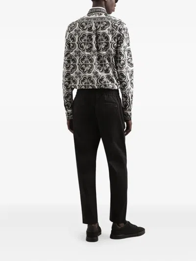 Dolce & Gabbana Straight Leg Trousers Crease Detailing Pockets In Black