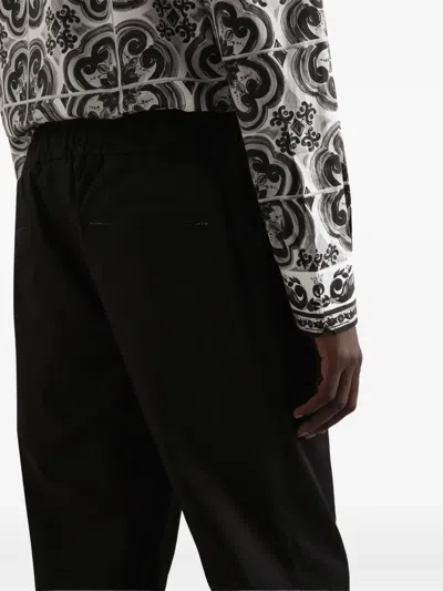 Dolce & Gabbana Straight Leg Trousers Crease Detailing Pockets In Black