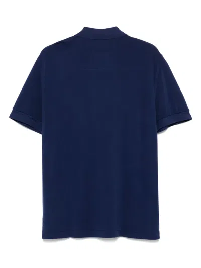 Tom Ford Textured Finish Navy Polo With Front Button Placket In Blue
