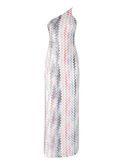 Missoni Long Dress With Asymmetric Neckline And Zigzag Pattern