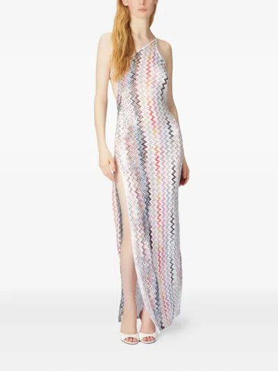 Missoni Long Dress With Asymmetric Neckline And Zigzag Pattern