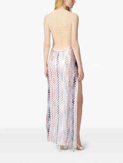 Missoni Long Dress With Asymmetric Neckline And Zigzag Pattern