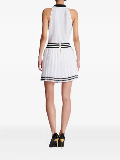 Balmain Pleated Monogrammed Knit Skirt