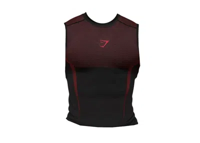 Pre-owned Gymshark Men's  Onyx 5.0 Tank In Black/carmine Red