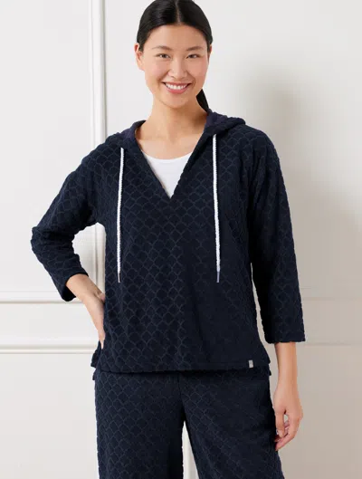 Talbots Plus Petite - Seashell Terry Hooded Pullover Sweater - Blue - X