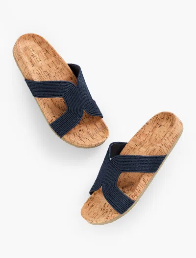 Talbots Malia Woven Raffia Slides - Blue - 11m