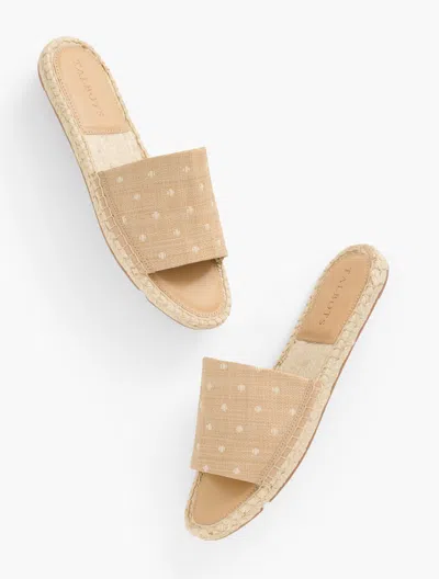 Talbots Ilyssa Raffia Espadrille Slides - Polka Dot - Natural/white - 9 1/2 M