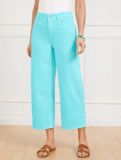 Talbots Plus Size - High Waist Wide Crop Jeans - Vivid Turquoise - 24