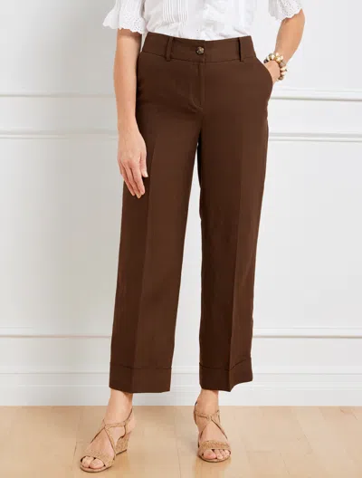 Talbots Petite - Slim Wide Ankle Cuff Linen Pants - Deep Moss - 14