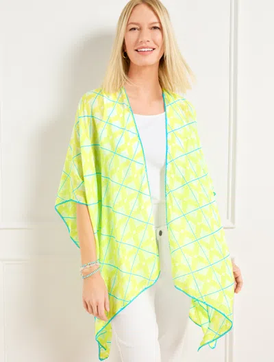 Echo Diagonal Tile Ruana - Lime Citron - L/xl Talbots