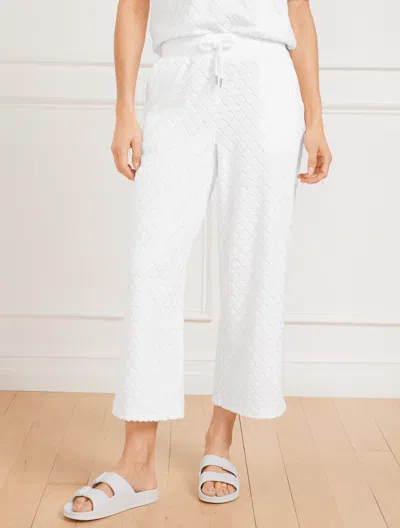 Talbots Plus Petite - Wide Leg Seashell Texture Terry Pants - White - 1x