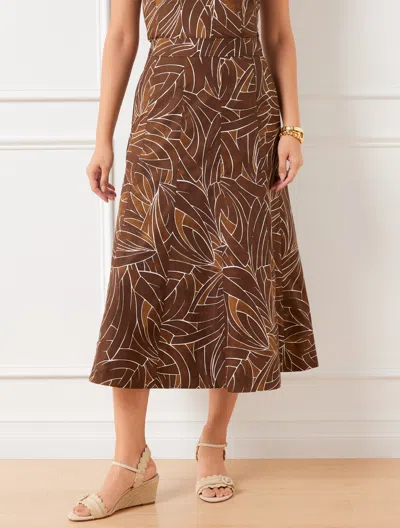 Talbots Plus Size - Modern Poplin Seamed Skirt - Lively Lines - Mezzo Brown/white - 14 - 100% Cotton