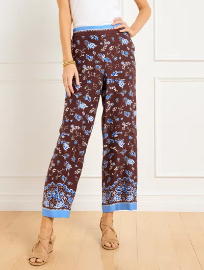 Talbots Plus Size - Wide Crop Pull-on Pants - Splendid Swirls - Dark Walnut - 3x