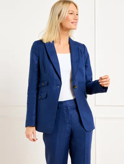Talbots Plus Petite - Irish Linen Blazer - Bright Navy Blue - 16