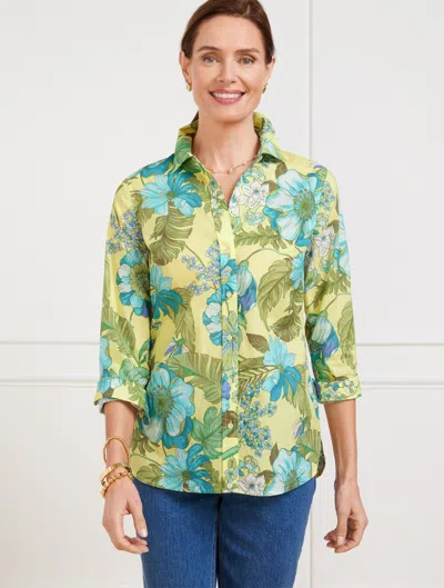 Talbots Plus Petite - Modern Classic Shirt - Gorgeous Botanical - Corn Silk - 1x