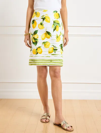 Talbots Plus Petite - Canvas A-line Skirt - Luscious Lemons - White - 18