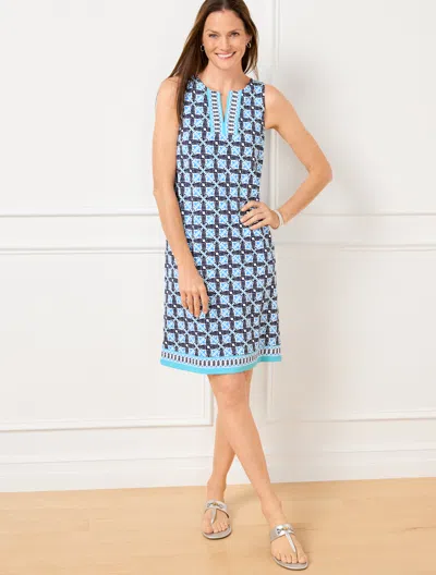 Talbots Plus Petite - Effortless Jersey Sleeveless Shift Dress - Diagonal Stripe - White/ink - 1x