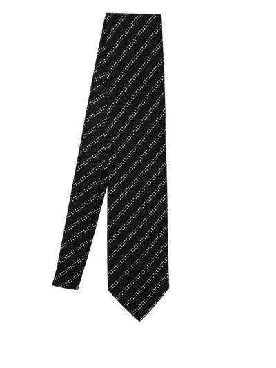 Destin Black/white Silk Tie