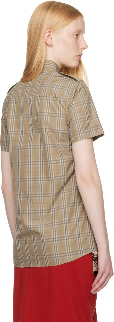 Burberry Women Embroidered Poplin Shirt In Brown