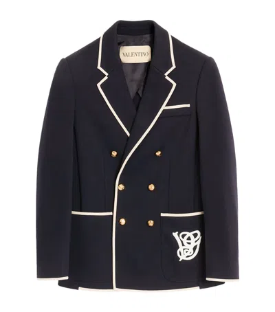 Valentino Double-breasted Blazer Gold Buttons In Black