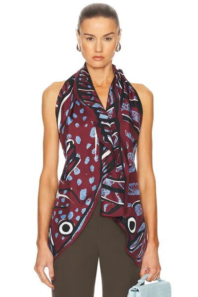 Bottega Veneta Women Multicolor Top With Asymmetric Design And All-over Printed Motif In Silk Woman In Brown