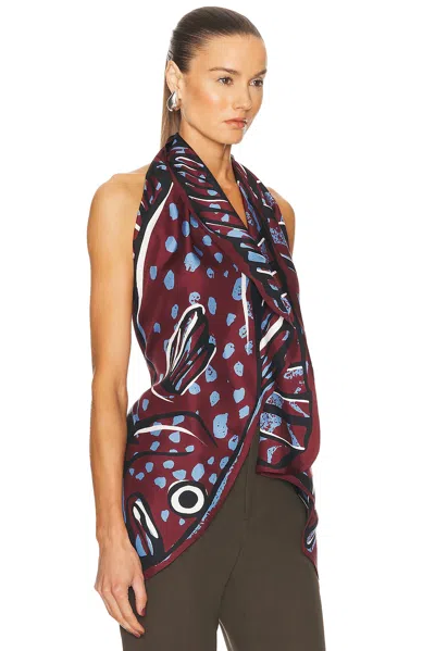 Bottega Veneta Women Multicolor Top With Asymmetric Design And All-over Printed Motif In Silk Woman In Brown