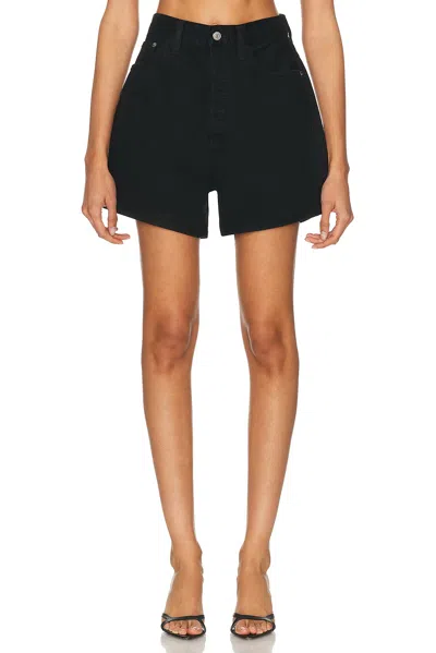 Agolde Rhoda Pleated A Line Shorts In Black