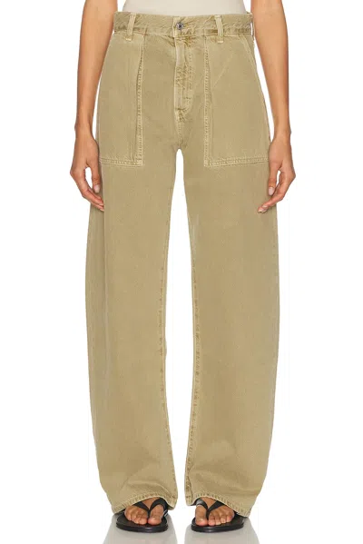 Agolde Yuna Cotton-twill Wide-leg Pants In Brown