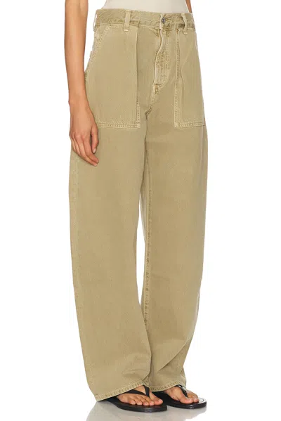 Agolde Yuna Cotton-twill Wide-leg Pants In Brown