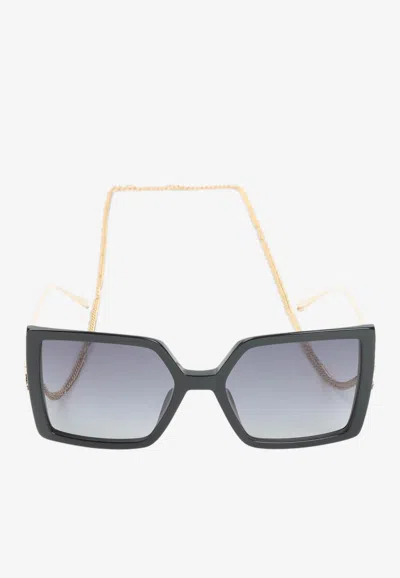 Chopard Square Acetate Sunglasses In Black