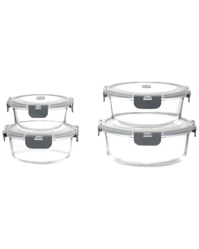 Genicook 8pc Round Borosilicate Glass Container With Vented Lid Set