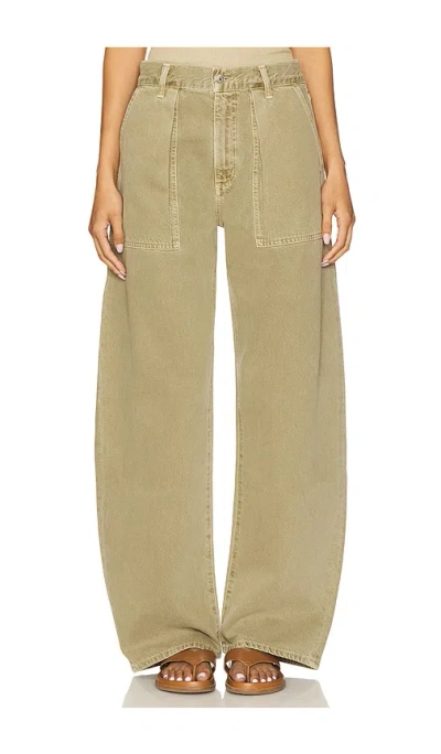 Agolde Yuna Cotton-twill Wide-leg Pants In Brown