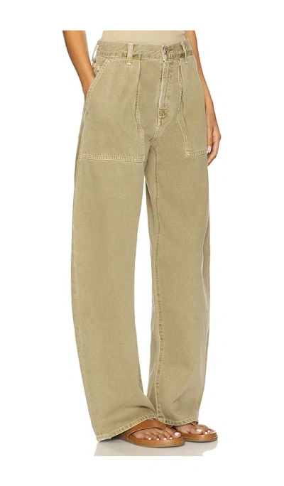 Agolde Yuna Cotton-twill Wide-leg Pants In Brown