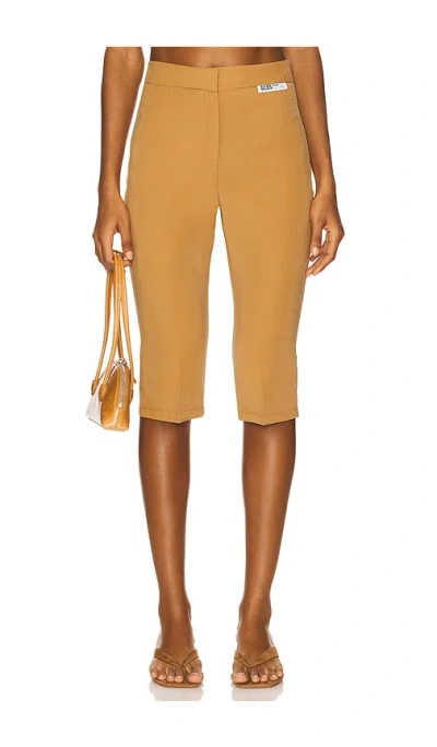 Gcds Tailored Capri Pants With Polished Finish In Brown