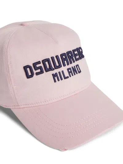 Dsquared2 Structured Baseball Cap With Curved Brim In Pink