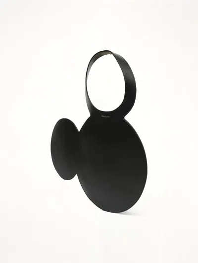 Coperni Mickey Black Handbag With Cut-out Handle And Logo Lettering On The Front In Leather
