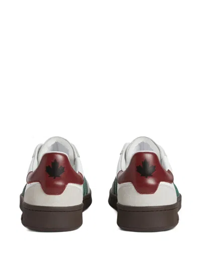 Dsquared2 White Leather Sneakers With Side Stripe Detailing In White