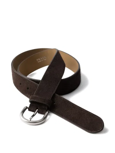 Prada Suede Belt In Brown
