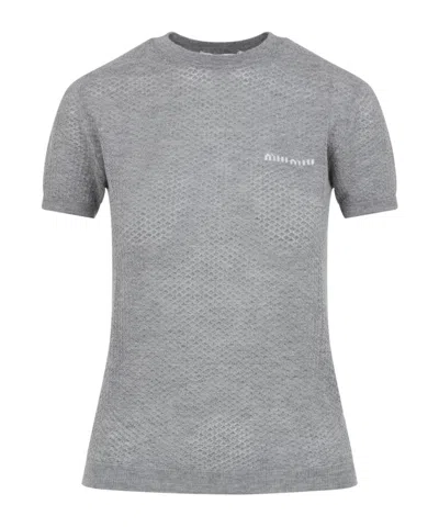 Miu Miu Crew Neck Short-sleeved Sweater