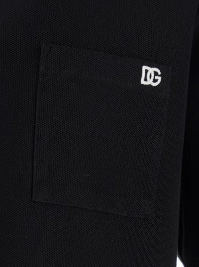 Dolce & Gabbana Cotton Piqué T-shirt With Contrasting Collar In Black