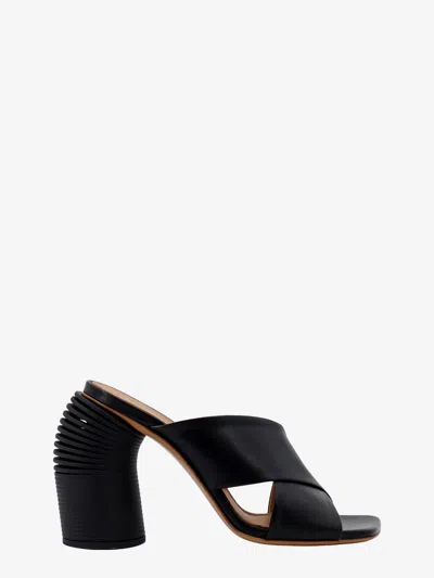 Off-white Leather Criss Cross Spring Mules With Statement Heel 10 Cm