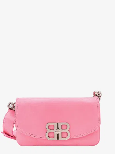 Balenciaga Bb Soft Flap Leather Shoulder Bag In Pink
