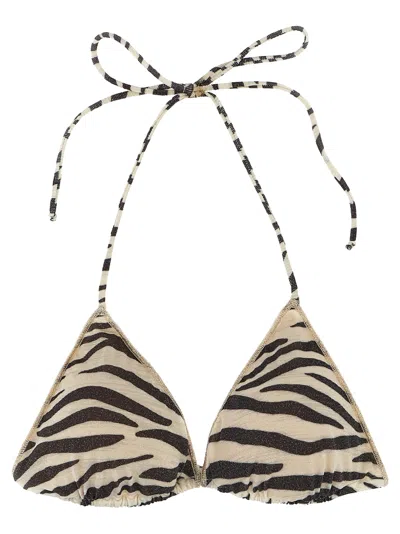 Mc2 Saint Barth Zebra-print Triangle Bikini Top In Gray