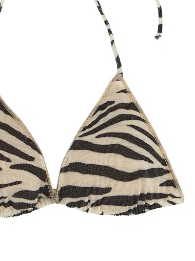 Mc2 Saint Barth Zebra-print Triangle Bikini Top In Gray