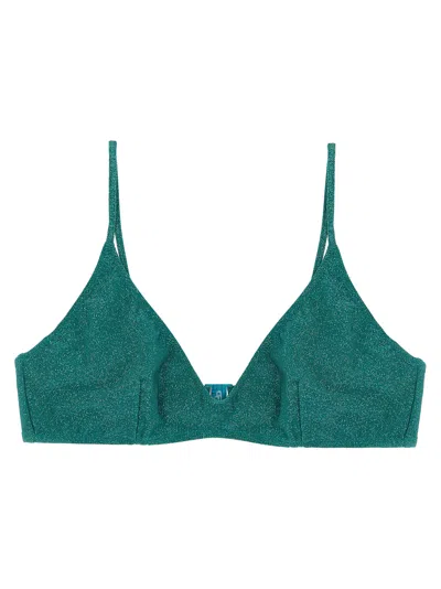 Mc2 Saint Barth Paloma Lurex Triangle Bikini Top In Green