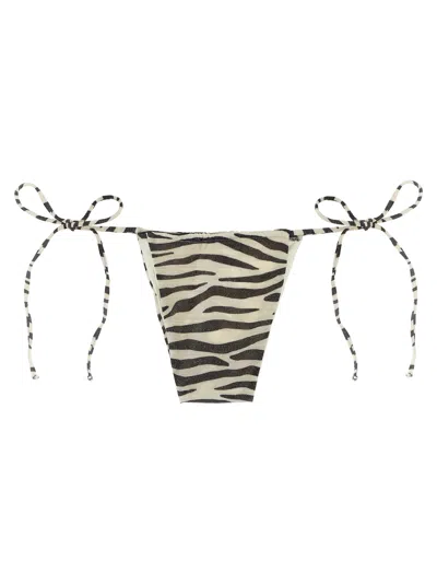 Mc2 Saint Barth Zebra-print Tie-side Bikini Briefs In Neutral