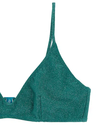 Mc2 Saint Barth Paloma Lurex Triangle Bikini Top In Green