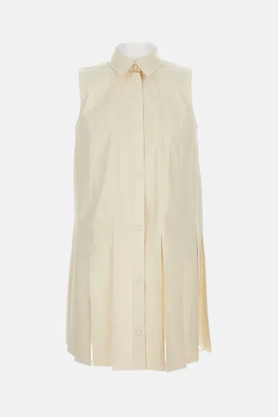 Moncler Cotton And Silk Mini Chemisier Dress In White