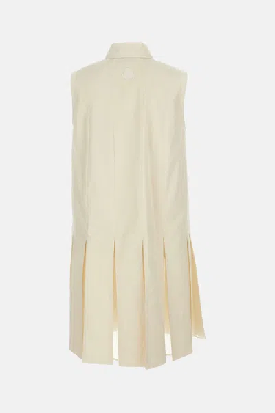 Moncler Cotton And Silk Mini Chemisier Dress In White