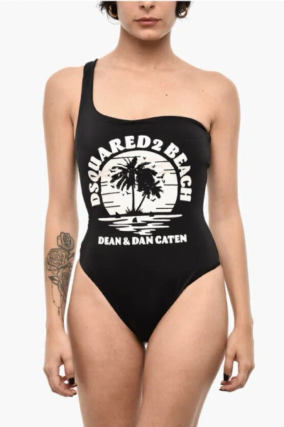 Dsquared2 One Shoulder Maxi Frontal Printed One Piece Swimsuit Grösse 40